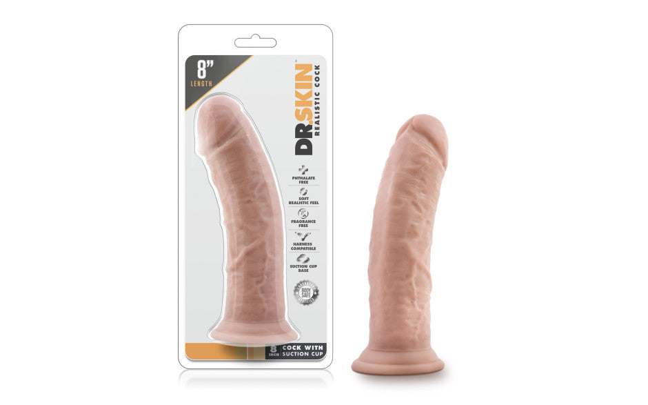 Dr Skin 8in Cock With Suction Cup Vanilla