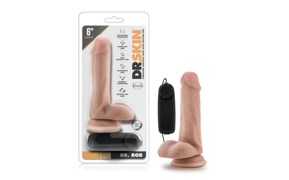 Dr Skin Dr Rob 6in Vibrating Cock with Suction Cup Vanilla