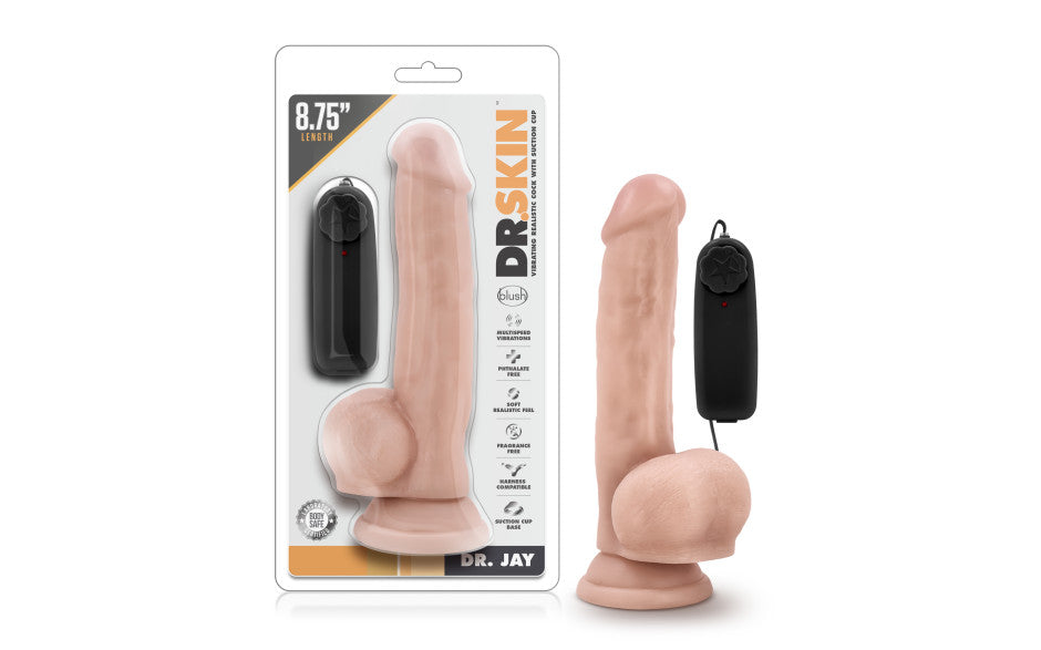 Dr Skin Dr Jay 8.75in Vibrating Cock with Suction Cup Vanilla