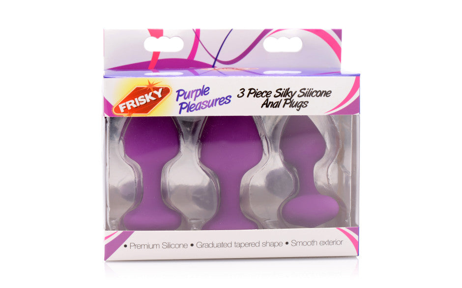 Purple Pleasures 3 Pc Silicone Anal Plugs