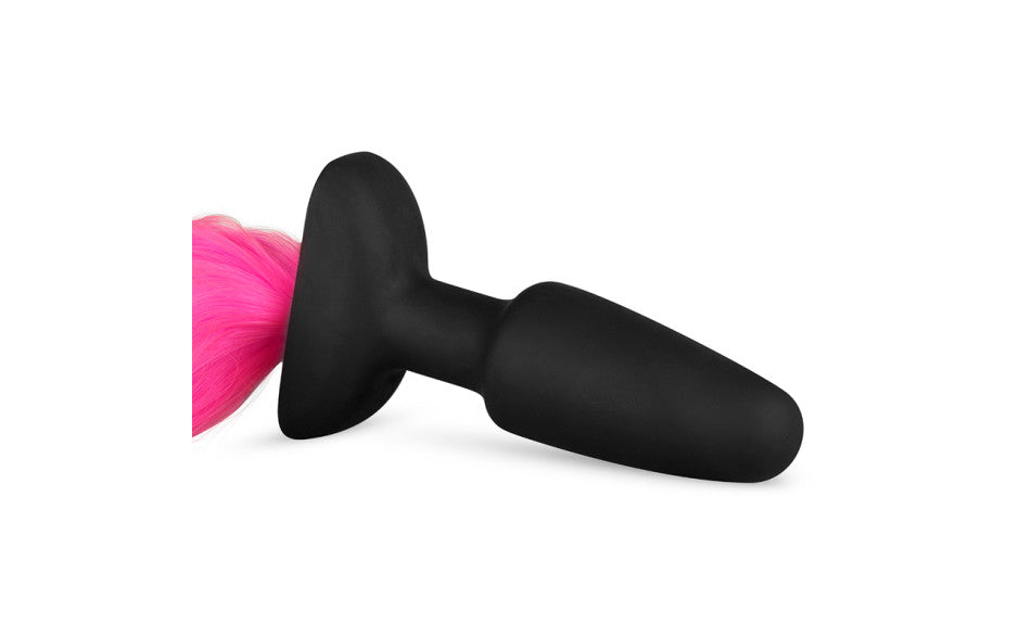 Silicone Butt Plug With Tail Pink