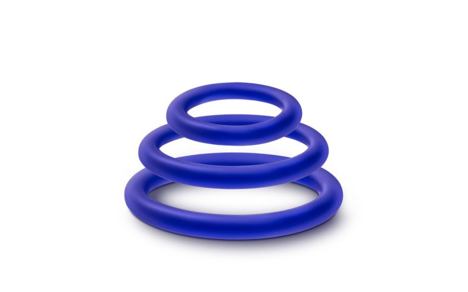 Performance Silicone Cock Ring 3 Pc Set Indigo