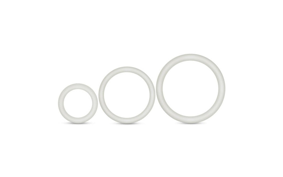 Performance Silicone Cock Ring 3 Pc Set White Glow