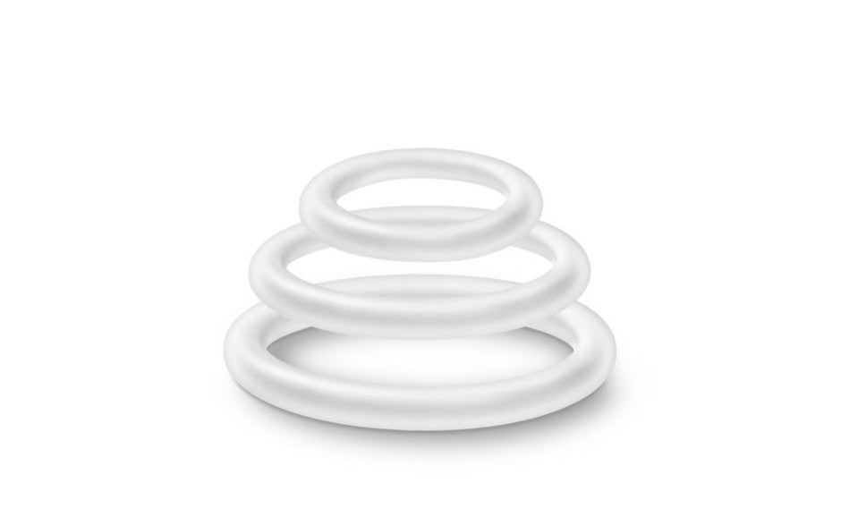 Performance Silicone Cock Ring 3 Pc Set White Glow