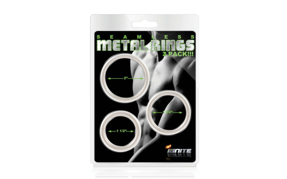 Seamless Metal Cock Ring 3 Pc Set