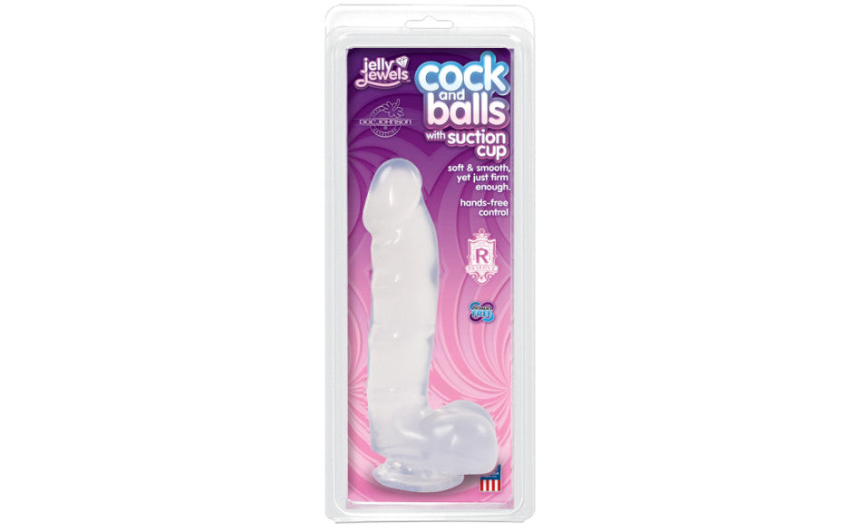 Cock And Balls With Suction Cup Diamond Clear