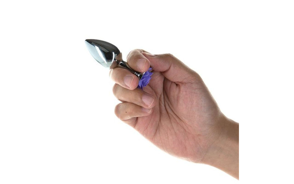 Purple Rose 3in  Metal Butt Plug