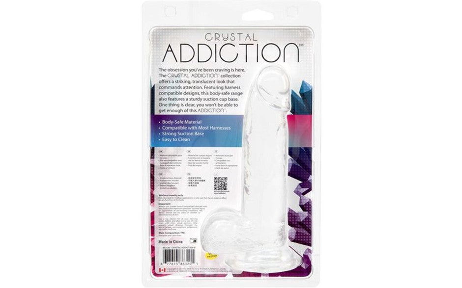 Crystal Dildo w Balls 8in Clear