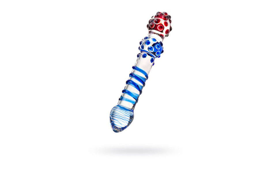 Sexus Glass Dildo Blue Red 20.5cm