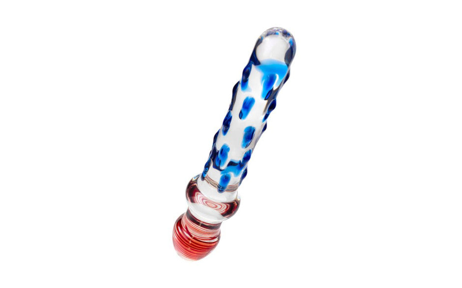 Sexus Glass Dildo Blue/Red 20 cm