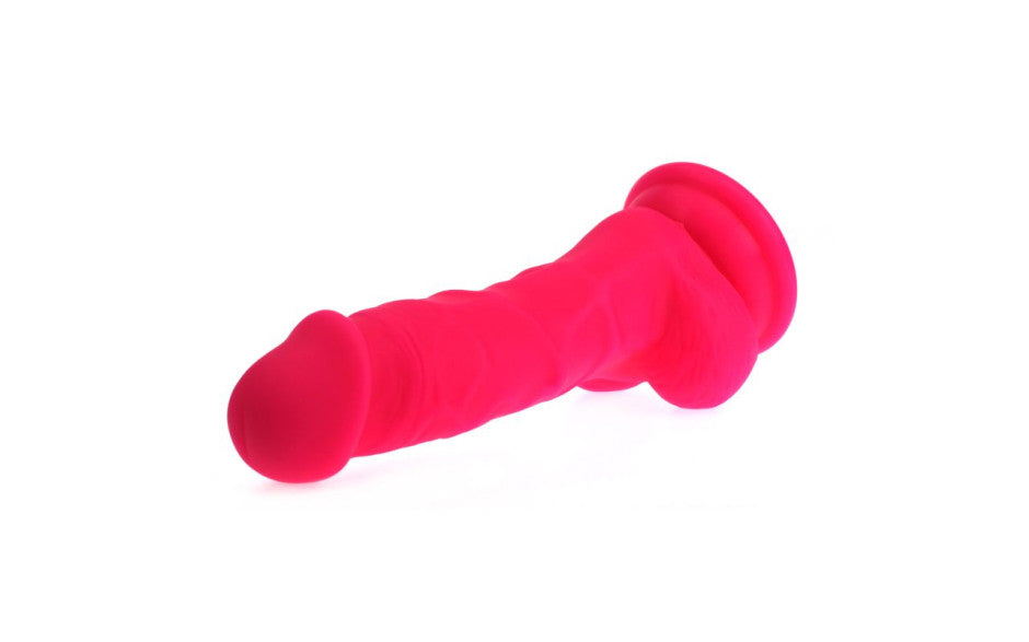 Realistic Dildo Veined Shaft w Balls Pink