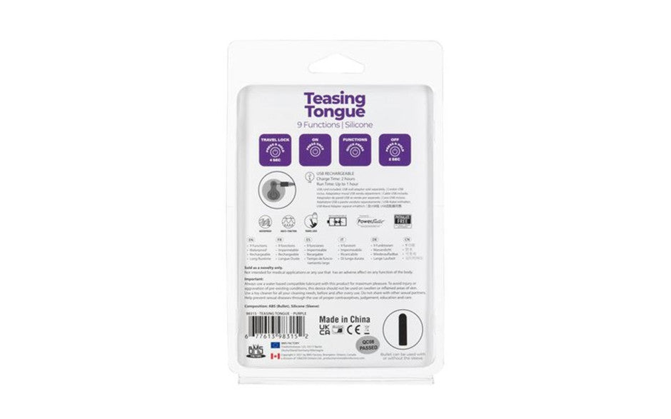 Power Bullet Teasing Tongue  w Rechargeable Bullet Purple