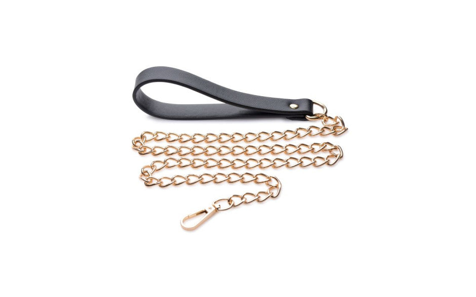 Leashed Lover Black/Gold Chain Leash