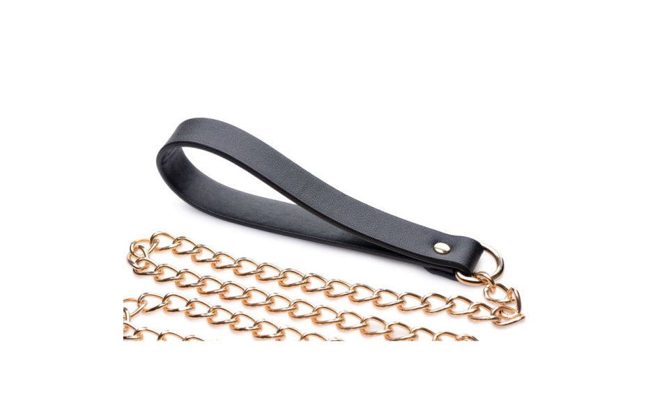 Leashed Lover Black/Gold Chain Leash