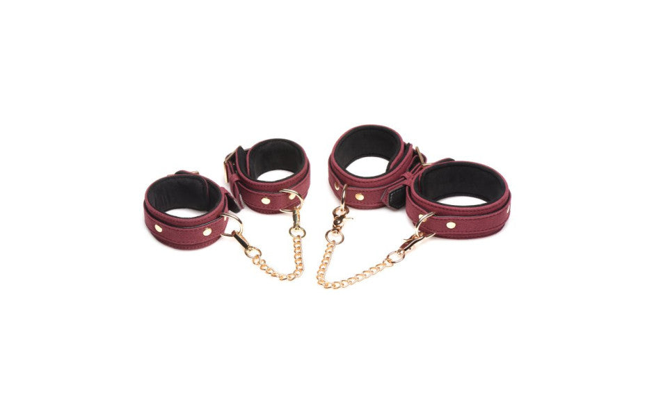 6 Pc Velvet Bondage Set Burgundy