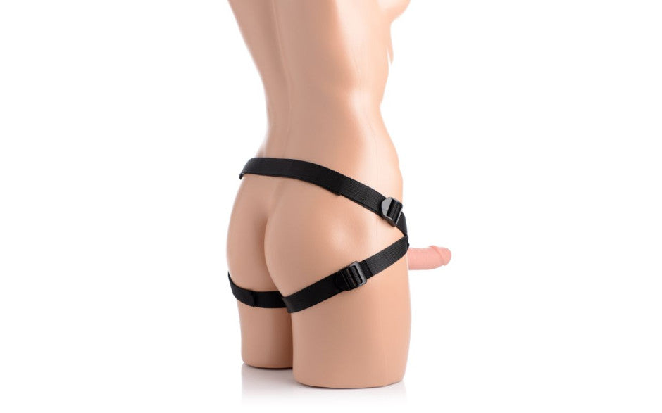 Seducer 7" Silicone Dildo w Harness Flesh