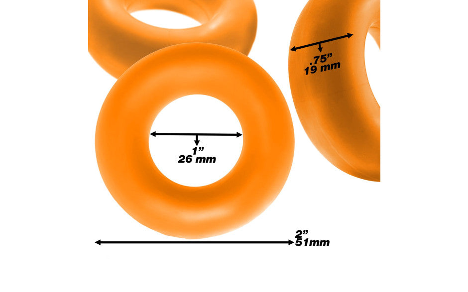 Fat Willy 3 Pc Jumbo Cockrings Orange