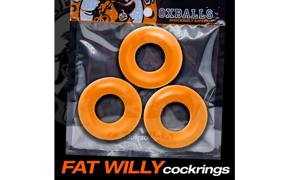 Fat Willy 3 Pc Jumbo Cockrings Orange