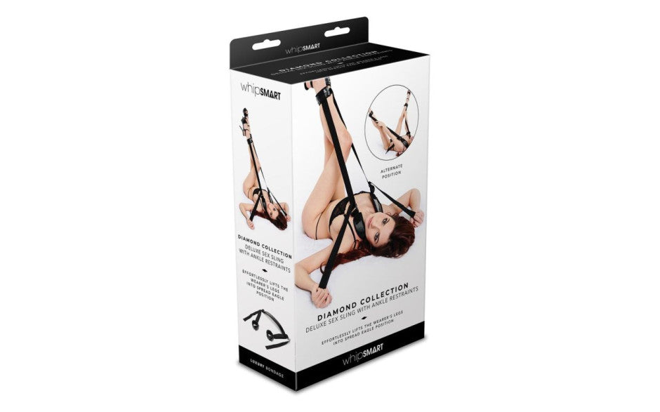 Whip Smart Diamond Deluxe Sex Swing w Ankle Restraints Black