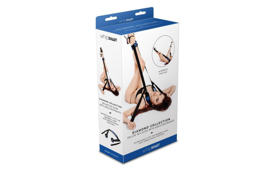 Whip Smart Diamond Deluxe Sex Swing w Ankle Restraints Blue