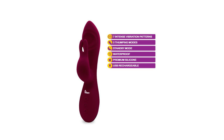 Viben Pzazz Rechargeable Thumping Rabbit Ruby