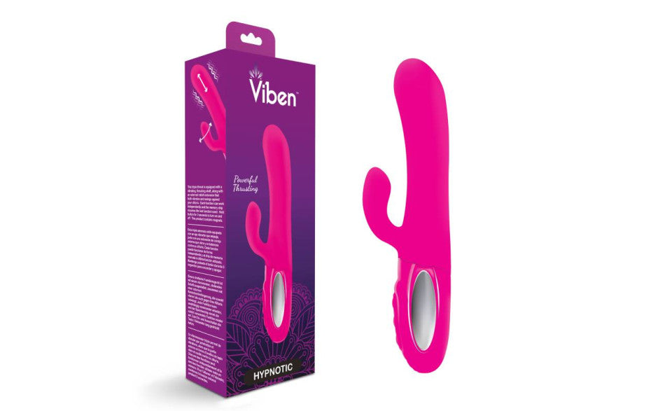 Viben Hypnotic Thrusting Rabbit Vibe w Swinging Clit Stim Hot Pink