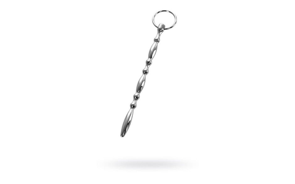 Silver Metal Beaded Urethral Plug w Ring