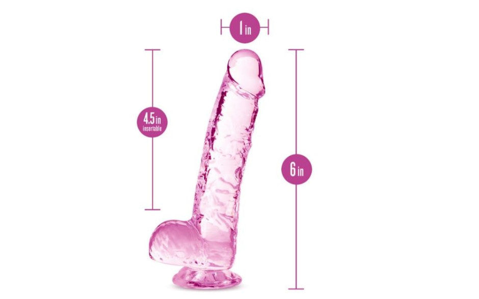 Naturally Yours 6" Crystaline Dildo Rose
