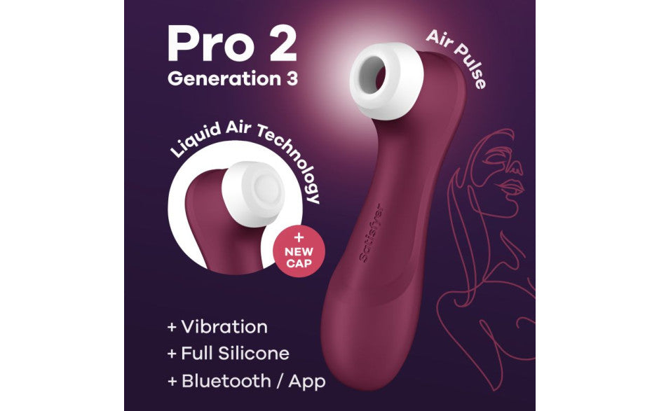 Satisfyer Pro 2 Gen 3 App Control Clitoral Stimulator Wine Red
