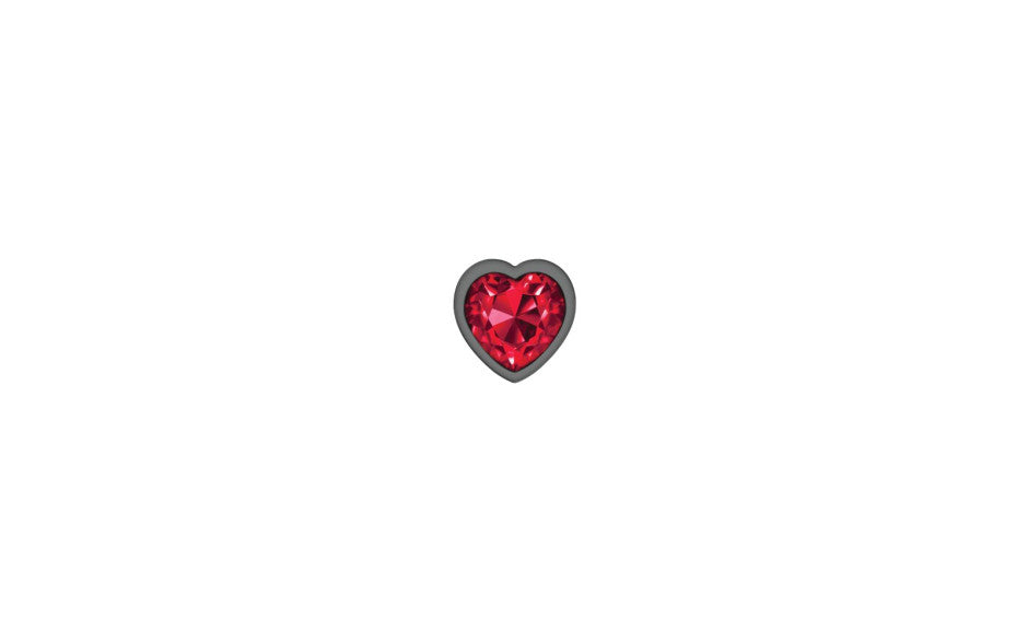 Cheeky Charms Round Metal Butt Plug Gunmetal 3 Pc Kit w Dark Red Heart Jewel