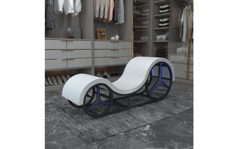 Kama Sutra Mebon Chaise Love Lounge White with Metal Frame and LED