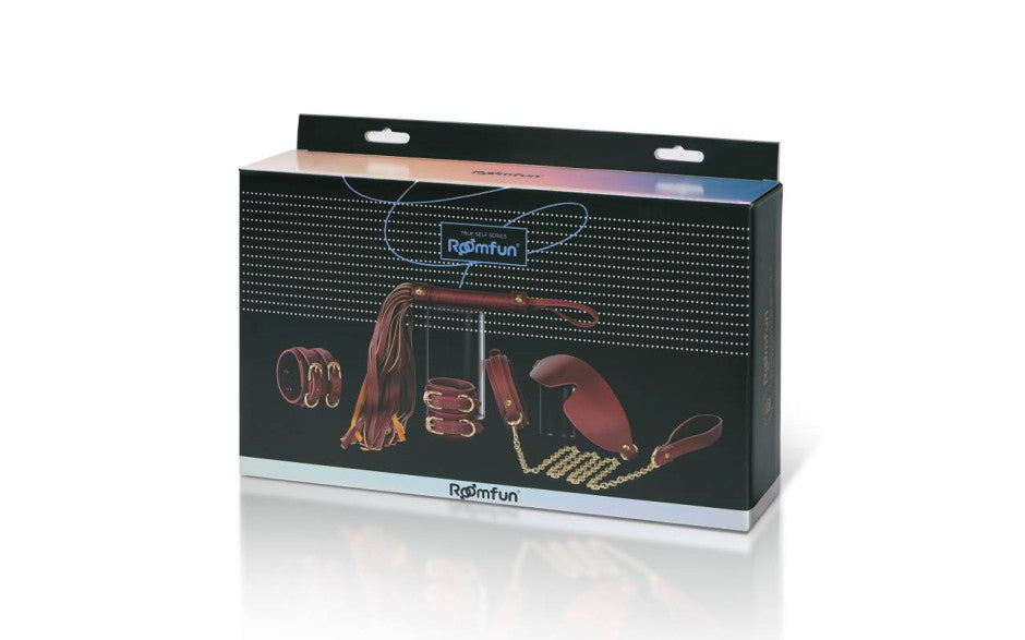 8 Pc Deluxe Bondage Play Kit Burgundy Gold