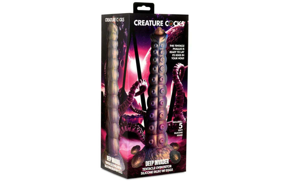 Deep Invader Tentacle Ovipositor Silicone Dildo with Eggs