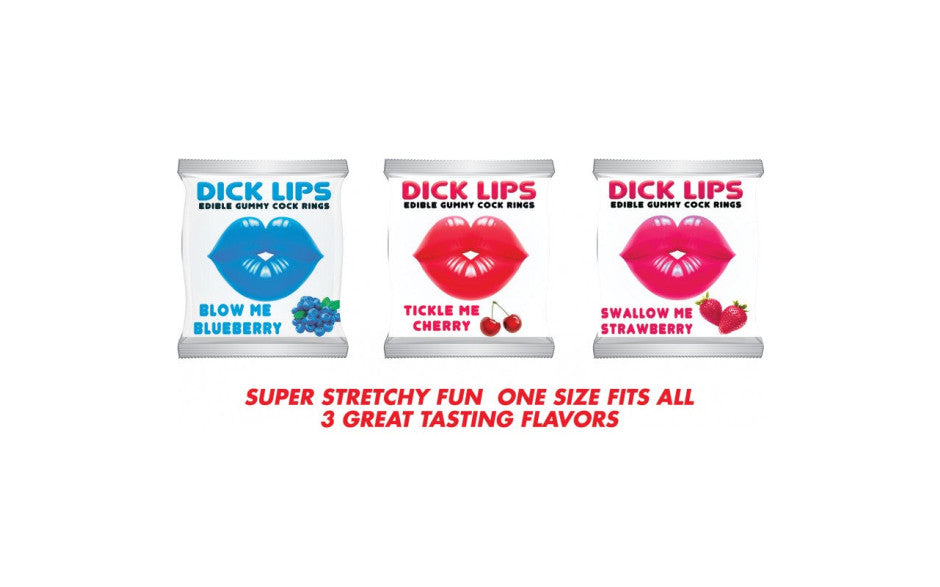 Dick Lips Edible Gummie Cockrings Display 21 Pc