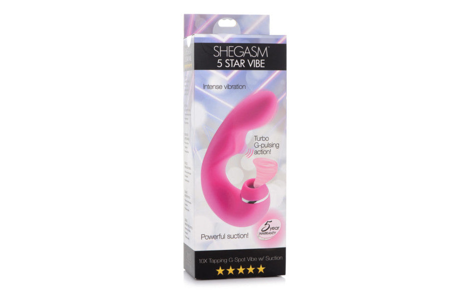 Shegasm 5 Star 10X Tapping G-Spot Vibe w Suction Pink