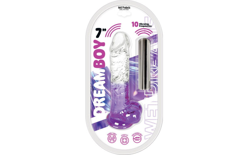 Jelly Vibrator Dream Boy USB 7in Purple