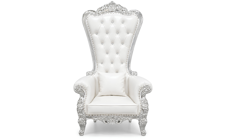 Domina Throne Chair Silver Frame Cream Cushion