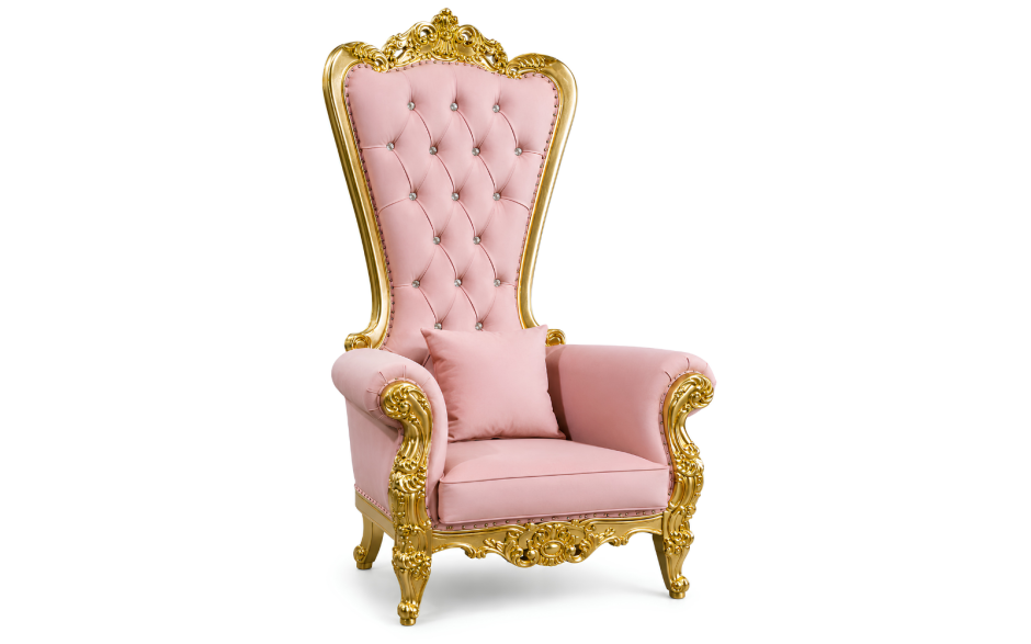 Domina Throne Chair Gold Frame Pink Velvet Cushion