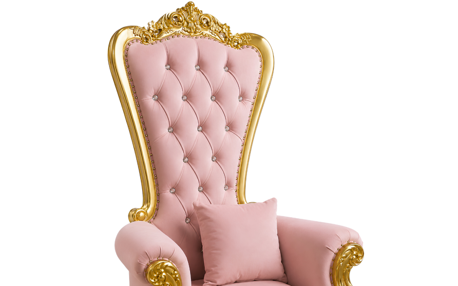 Domina Throne Chair Gold Frame Pink Velvet Cushion