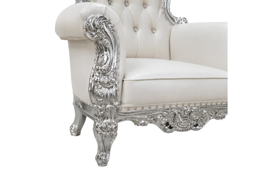 Domina Throne Chair Silver Frame Cream Cushion