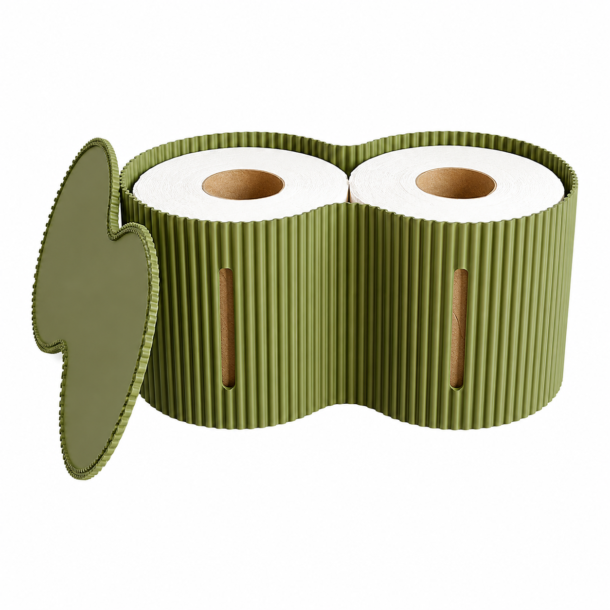 3D-printed toilet paper roll storage box, light green