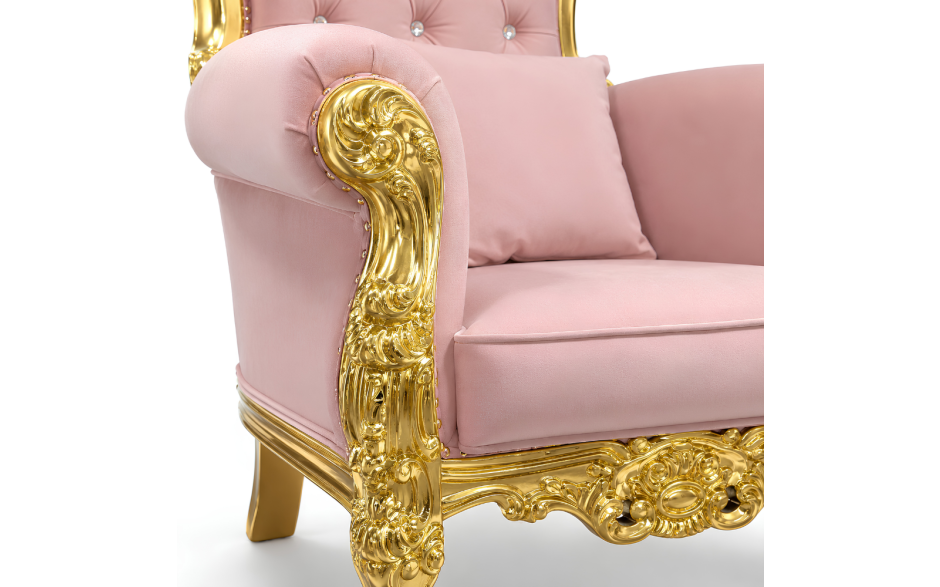 Domina Throne Chair Gold Frame Pink Velvet Cushion