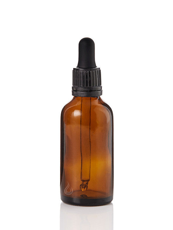 Amber Glass Bottle (50ml) with Black PIPETTE Eye-Dropper Caps