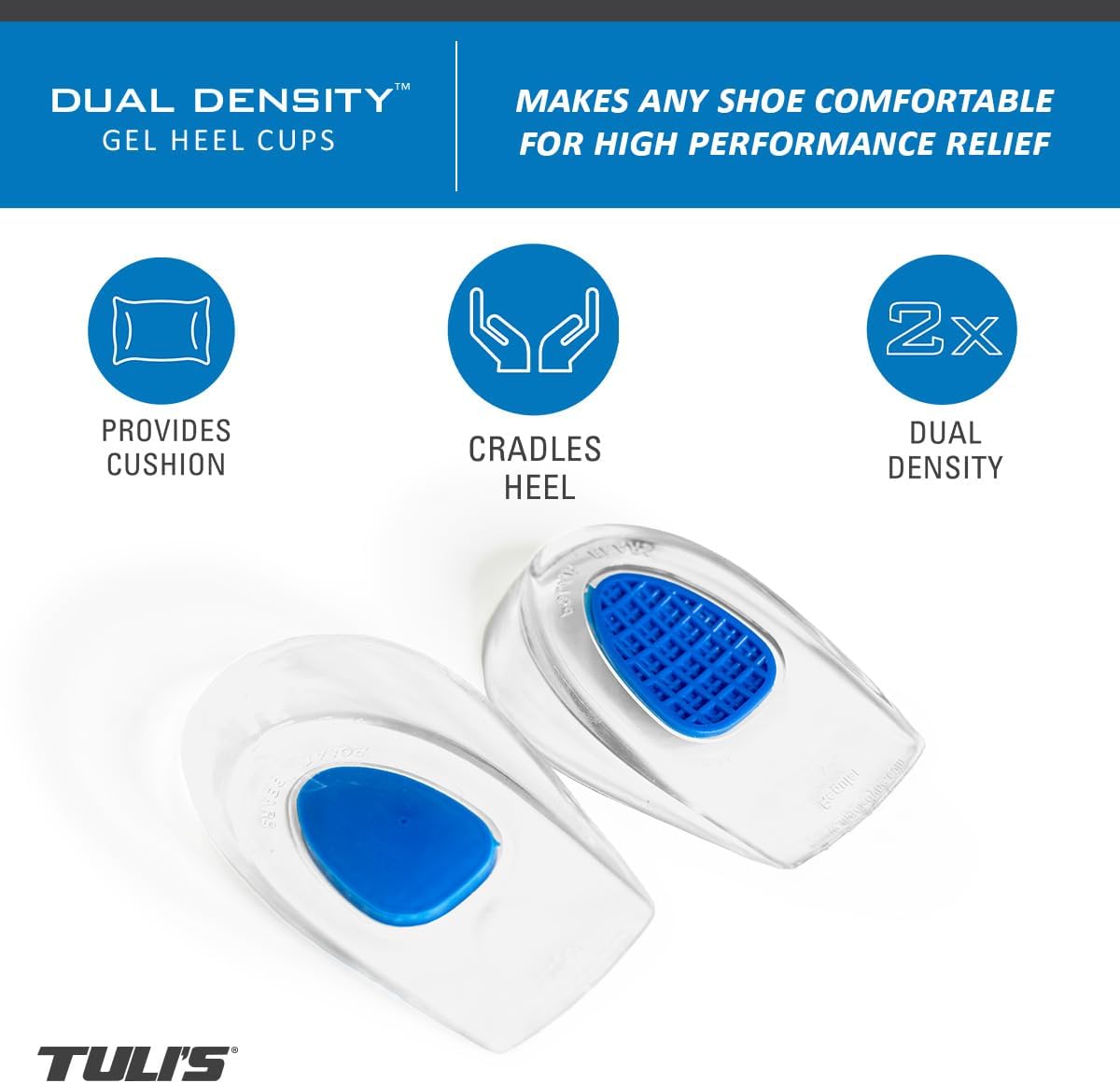 TuliGEL Polar Bears - Dual Density Gel Heel Cups for Heel Spurs Relief