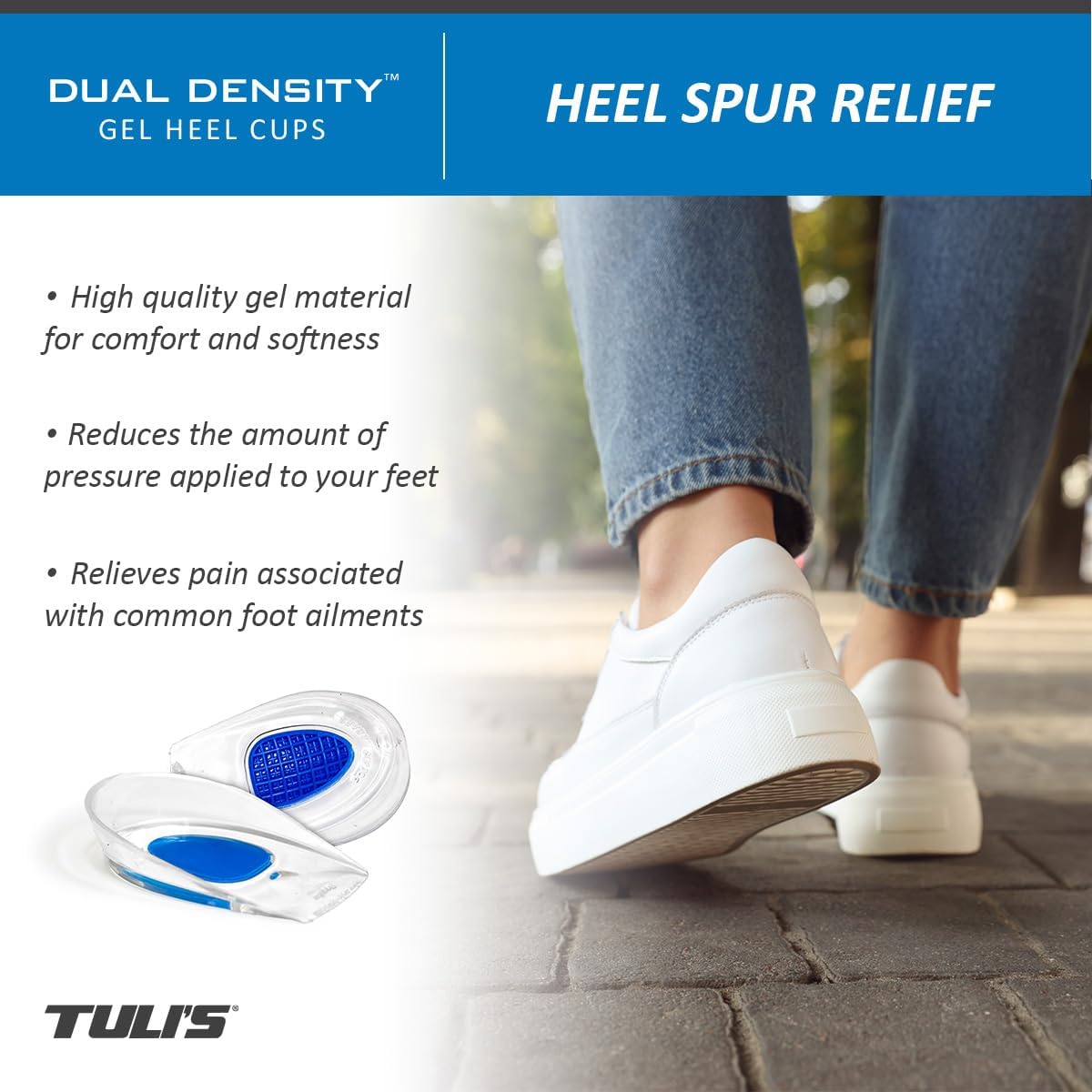 TuliGEL Polar Bears - Dual Density Gel Heel Cups for Heel Spurs Relief