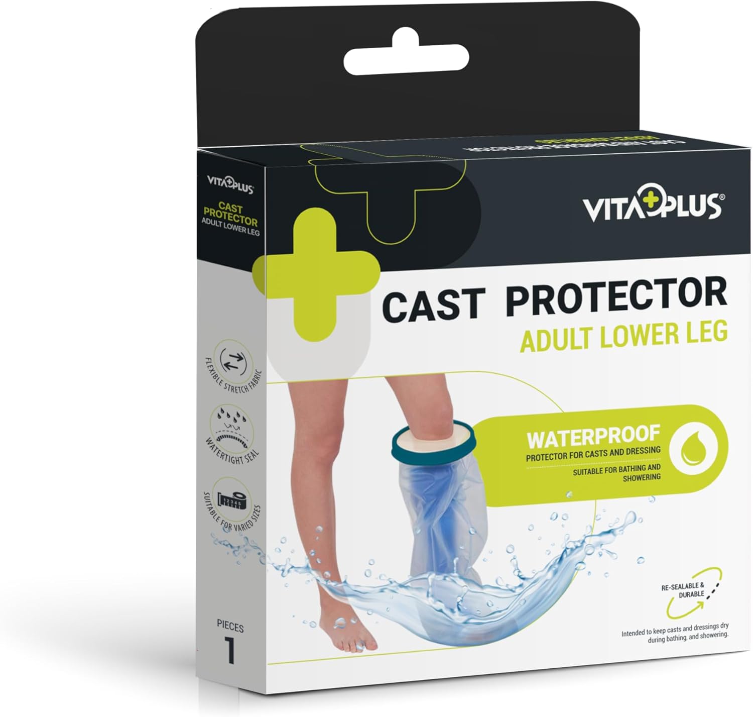 VitaPlus Cast Protector - Comfi-Fit Lower Leg Waterproof Cover for Shower & Bath Adult