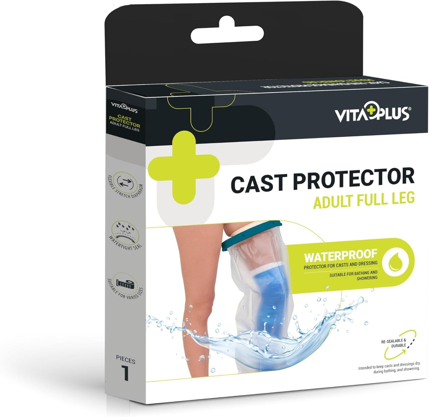 VitaPlus Cast Protector – Comfi-Fit Full Leg| Waterproof Cast Cover for Shower & Bath – Adult Size | Reusable & Comfortable