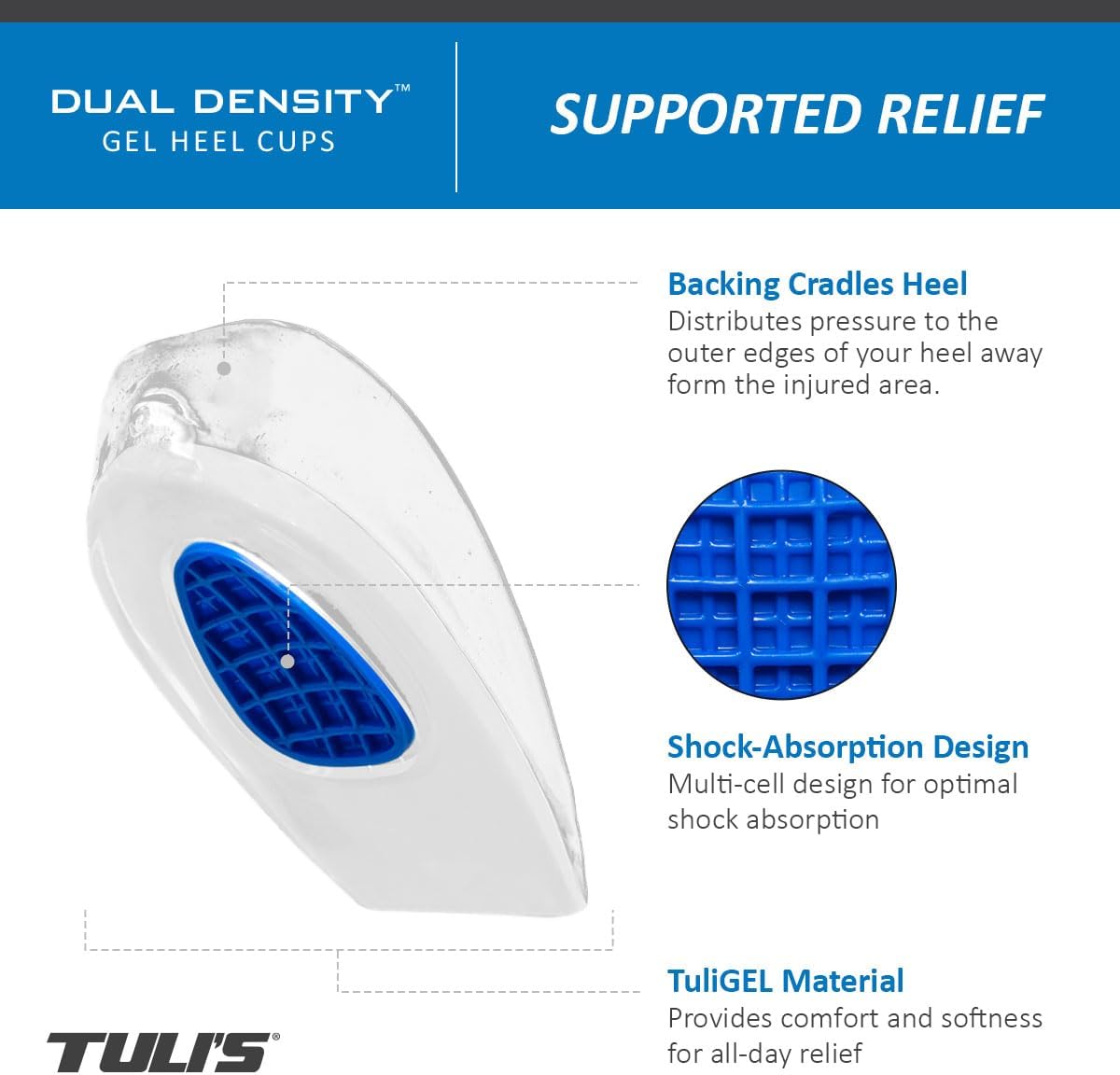 TuliGEL Polar Bears - Dual Density Gel Heel Cups for Heel Spurs Relief