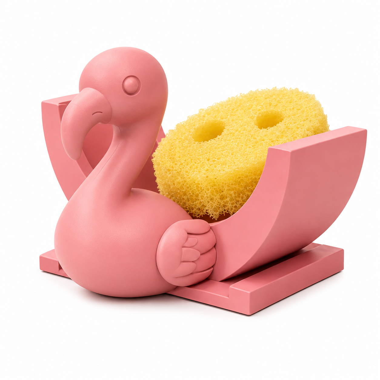 3D Printed Flamingo Sponge Stand with Draining Function, Pinkfunction
