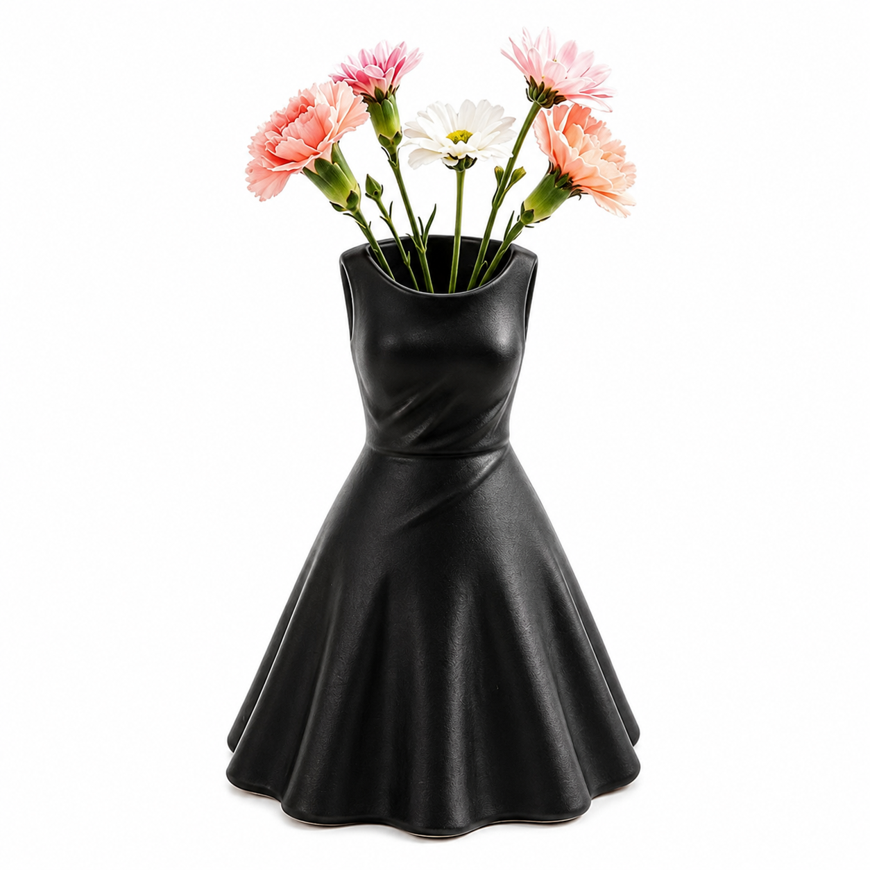 3D printed dress vase, black